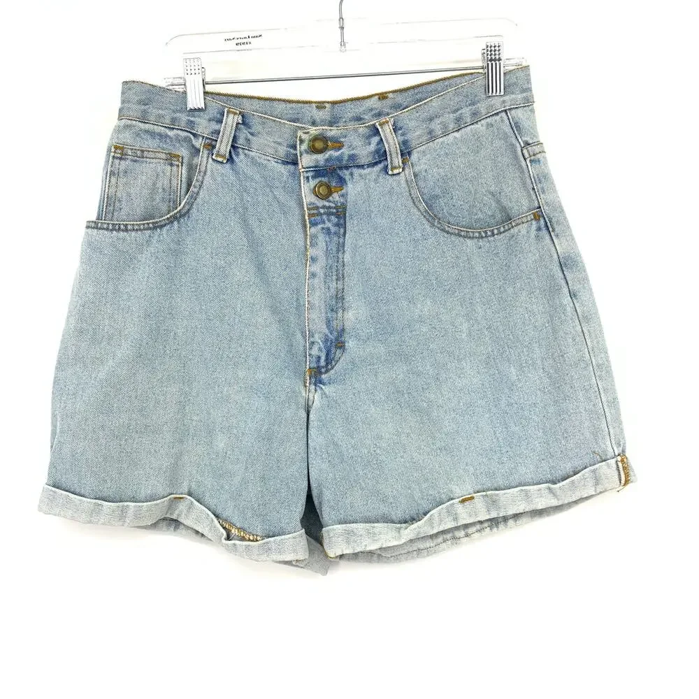 Vintage 90s No Boundaries Cuffed Denim Shorts Womens Size 31